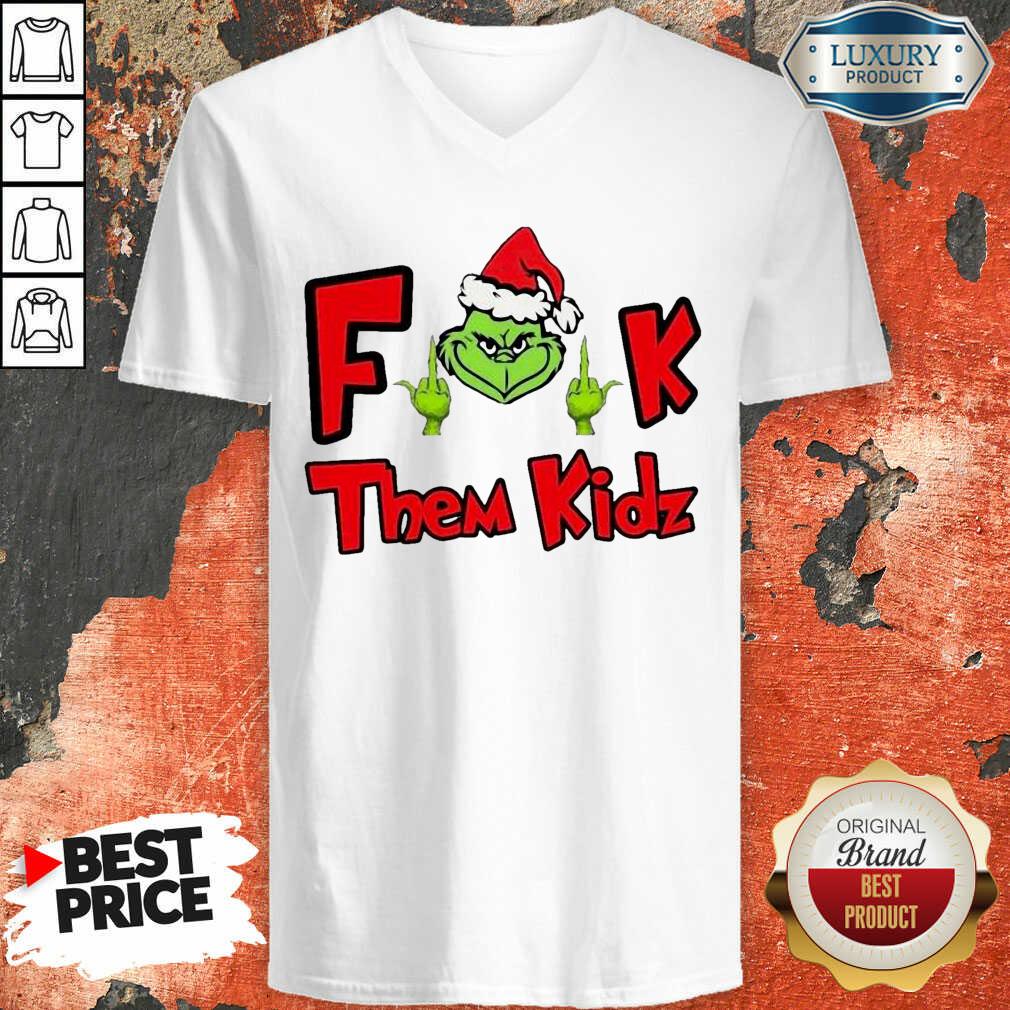 Grinch Santa Fuck Them Kidz V-neck-Design By Soyatees.com