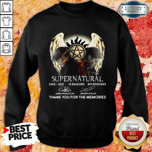 Supernatural 15 Seasons 327 Episodes Thank You For The Memories Signatures Sweatshirt-Design By Soyatees.com