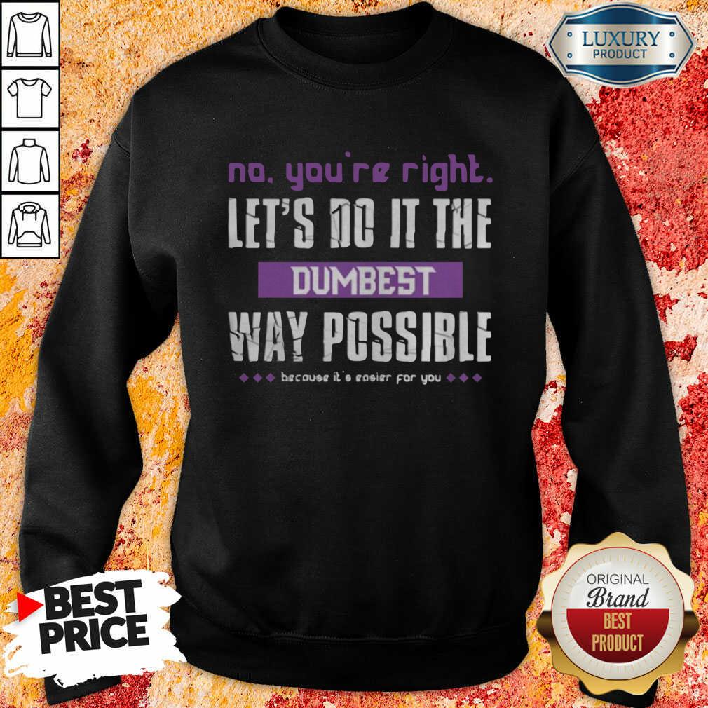 No You’Re Right Let’S Do It The Dumbest Way Possible Sweatshirt-Design By Soyatees.com