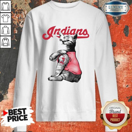 Tattoo Cat I Love Cleveland Indians Sweatshirt-Design By Soyatees.com