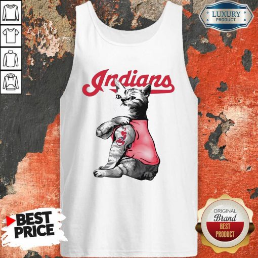 Tattoo Cat I Love Cleveland Indians Tank Top-Design By Soyatees.com