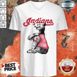 Tattoo Cat I Love Cleveland Indians V-neck-Design By Soyatees.com