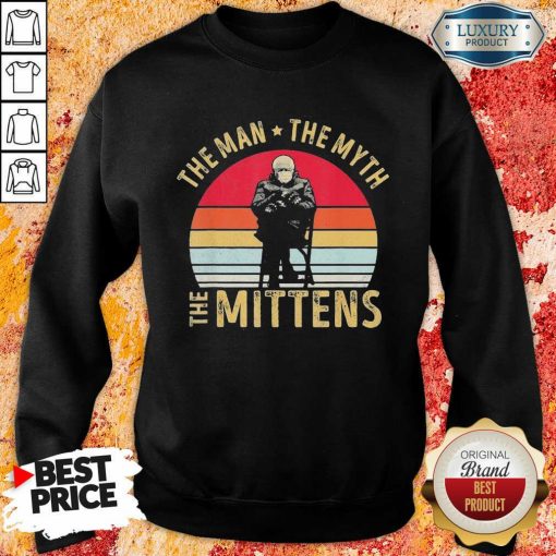 Amused Bernie Sanders Meme The Man 8 The Myth The Mittens Vintage Retro Sweatshirt - Design by Soyatees.com