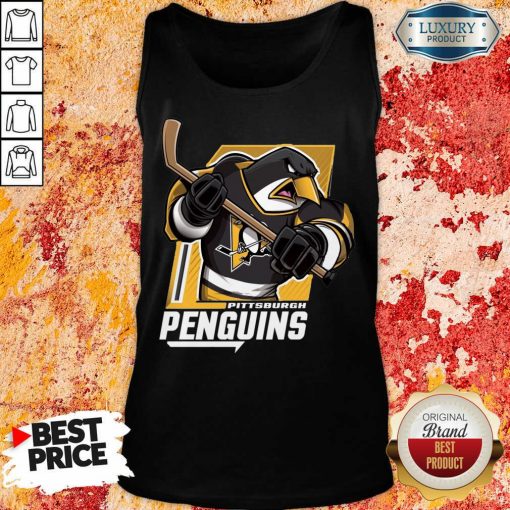 Appalled Cartoon 9 Penguin Playing Hockey Tank Top - Design by Soyatees.com