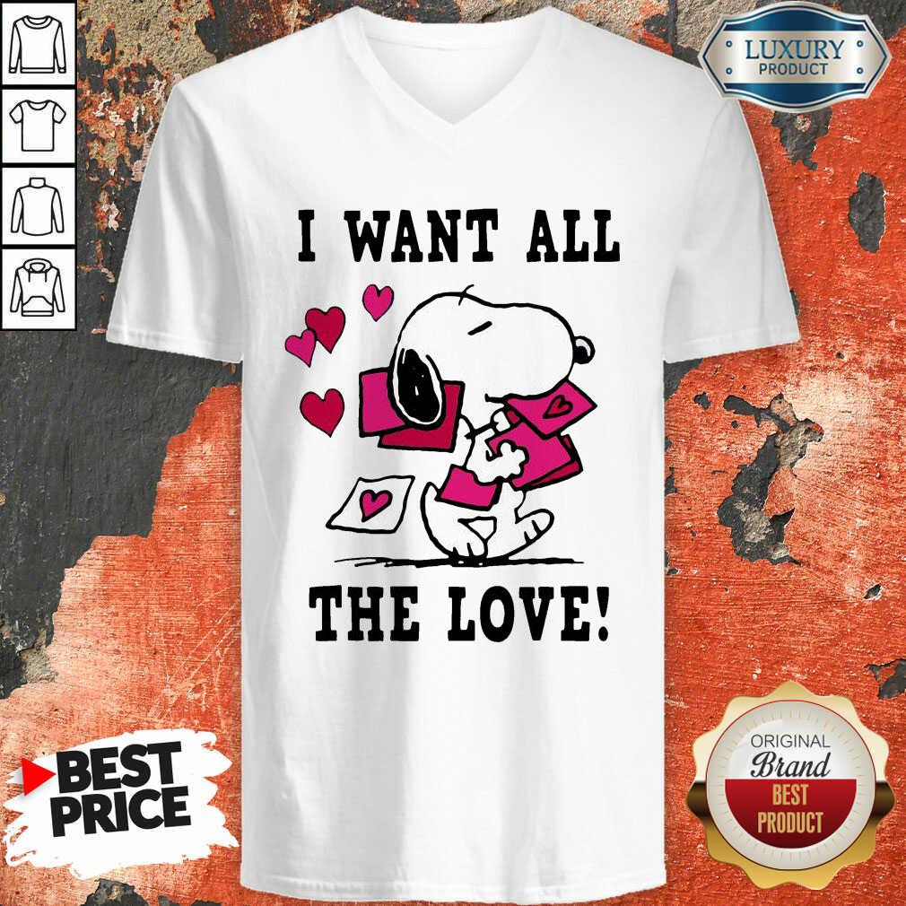 Peanuts Snoopy All The Love Valentines V-neck - Desisn By Soyatees.com