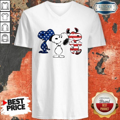 Snoopy American Flag Version V-neck - Desisn By Soyatees.com