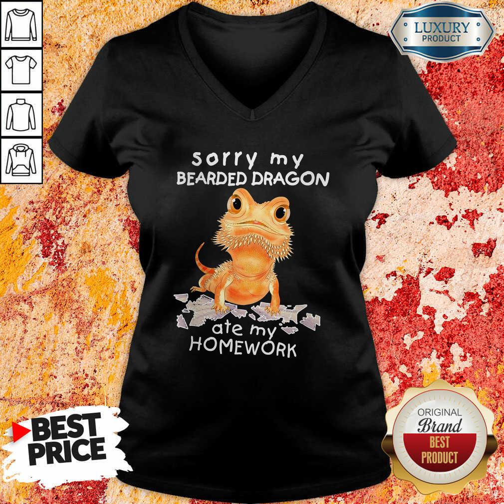 Sorry My Bearded Dragon Ate My Homework V-neck - Desisn By Soyatees.com 