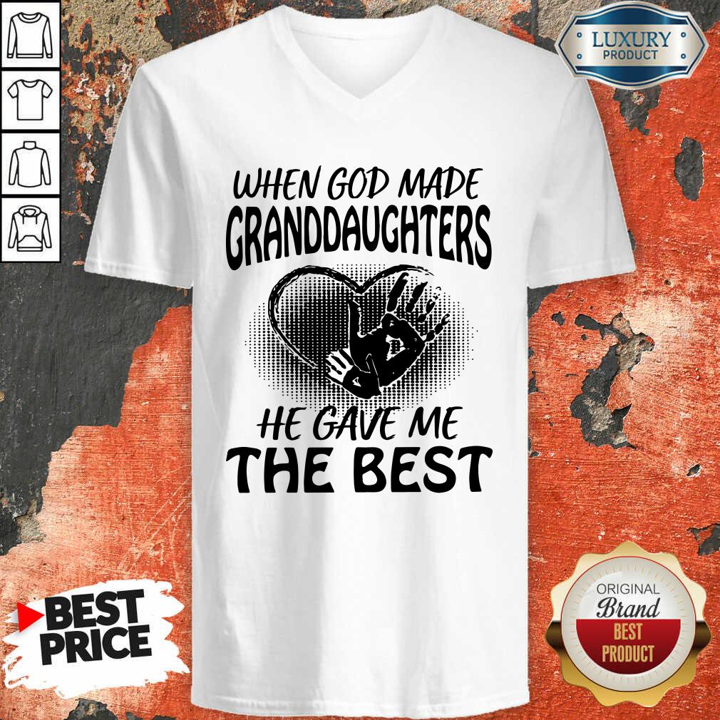 When God Made Granddaughters He Gave Me The Best V-neck - Desisn By Soyatees.com