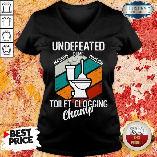 Surprised Undefeated Toilet Clogging 5 Champ V-neck - Design by Soyatees.com