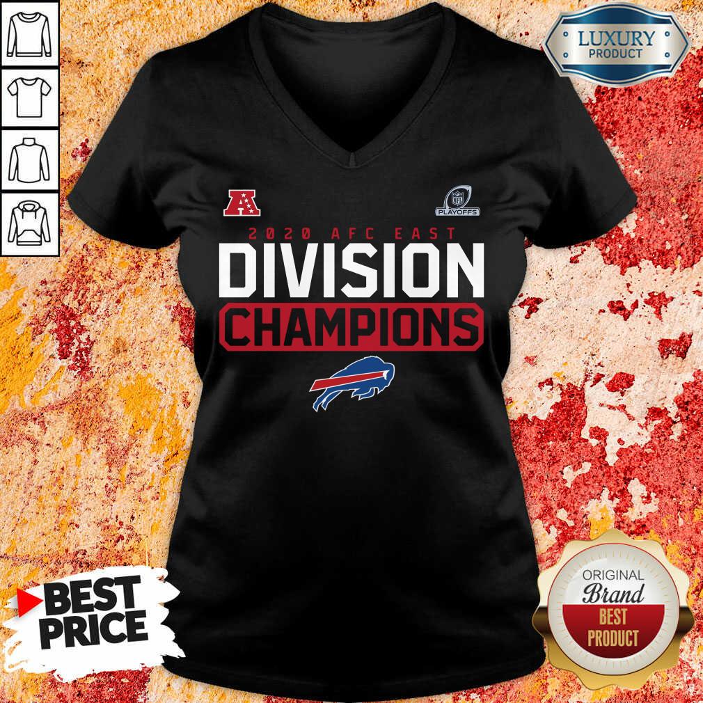 Suspicious Playoffs 2020 AFC East Division Champions 4 Buffalo Bills V-neck - Design by Soyatees.com