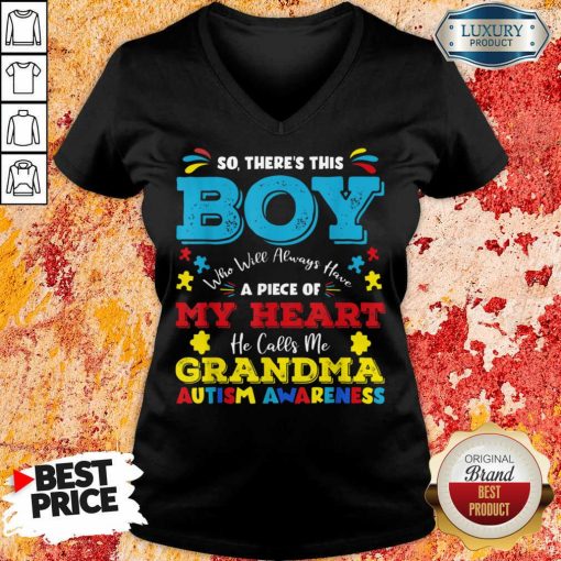 Boy Calls Me Grandma 9 Autism Awareness V-neck - Design by Soyatees.com