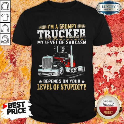 I Am A Grumpy Trucker 5 Level Of Stupidity Shirt - Design by Soyatees.com