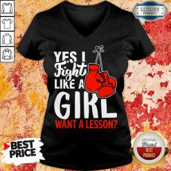 I Fight Like A Girl 1 Boxing V-neck - Design by Soyatees.com