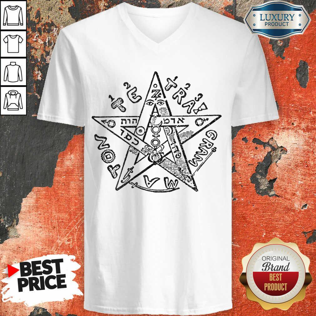 Tetragrammatron 4 V-neck - Design by Soyatees.com