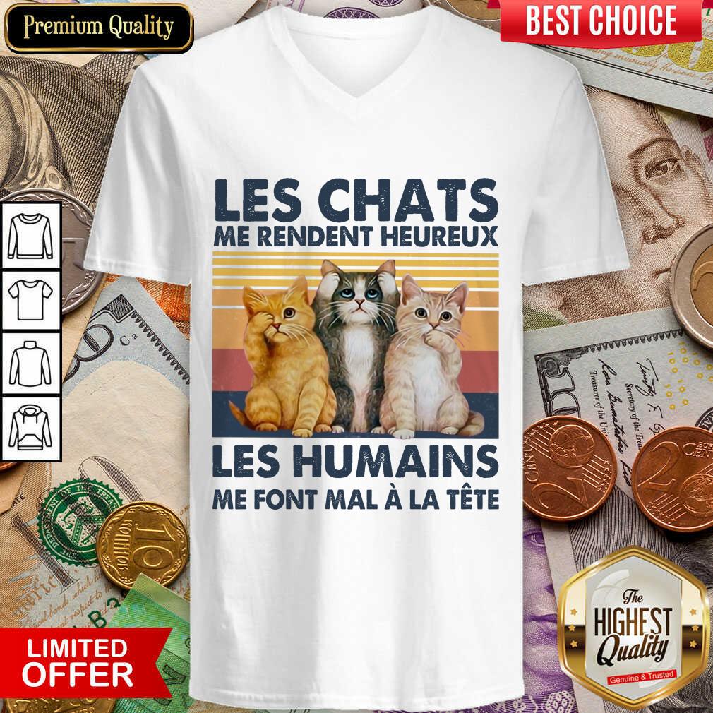 Nice Cat Les Chats Me Rendent Heureux Les Humains V-Neck