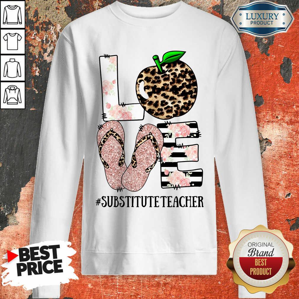 Top Apple Leopard Love Substitute Teacher Sweatshirt