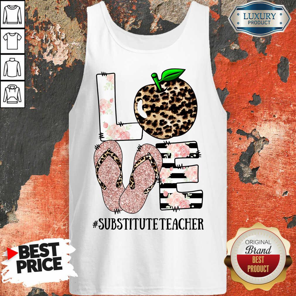 Top Apple Leopard Love Substitute Teacher Tank Top