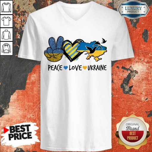 Peace Love Ukraine Flag V-neck
