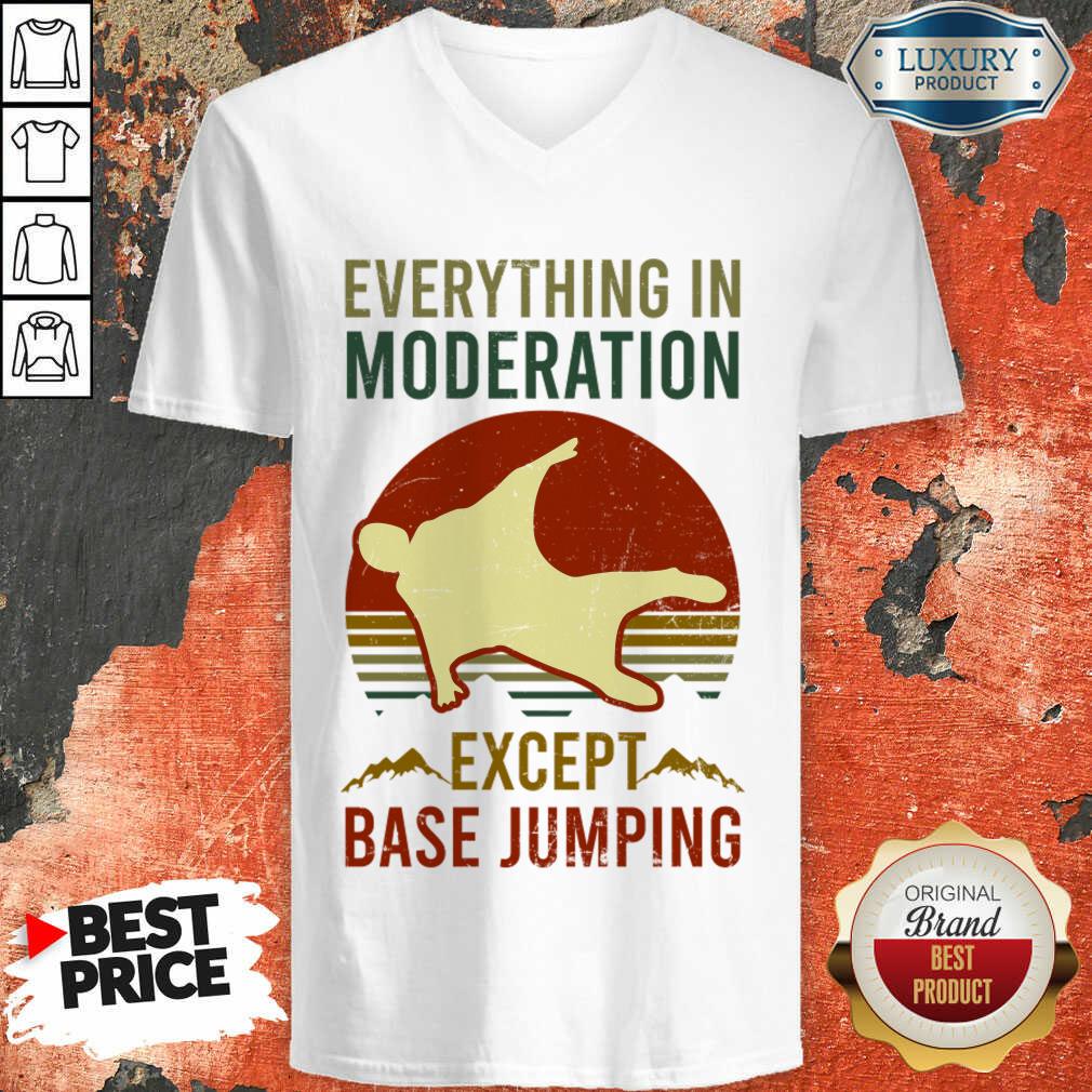 Everything In Moderation Except Base Jumping Vintage V-neck